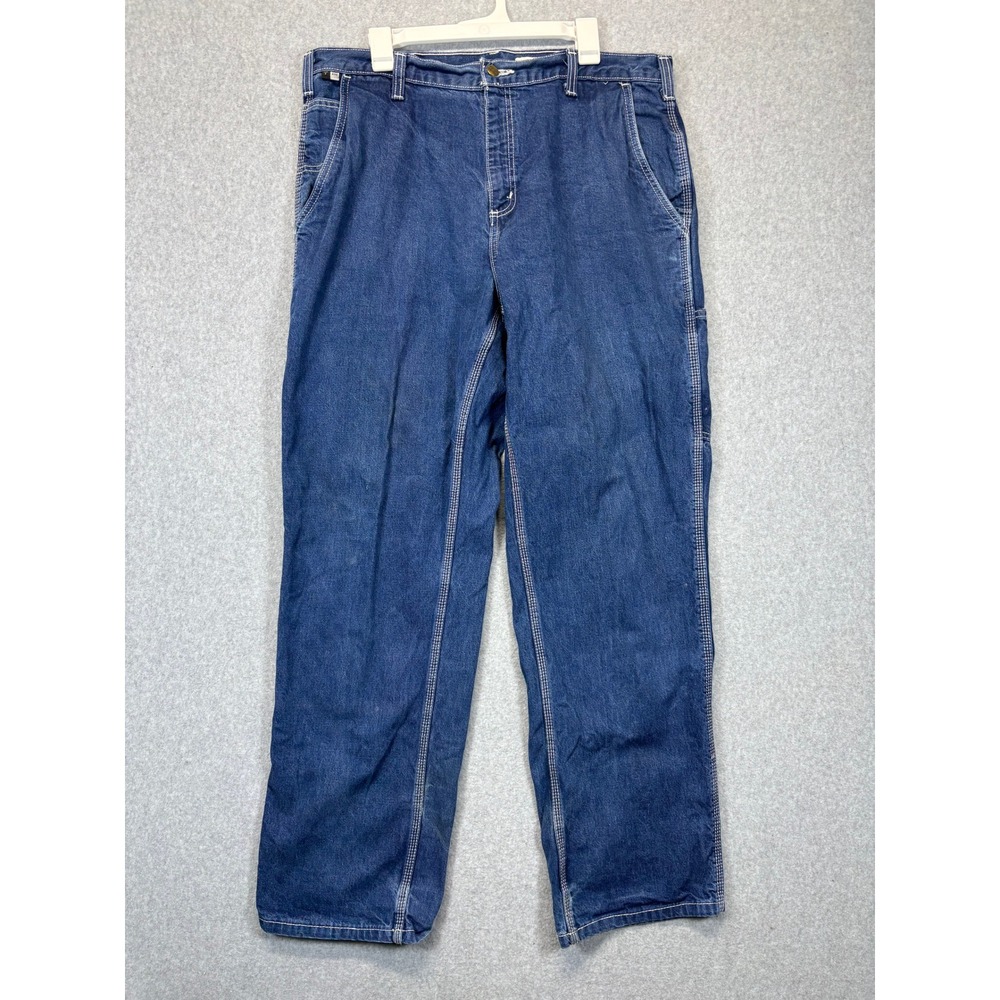 Carhartt FR Flame Resistant Carpenter Jeans Blue Denim 38x34 CAT 2 NFPA 2112
